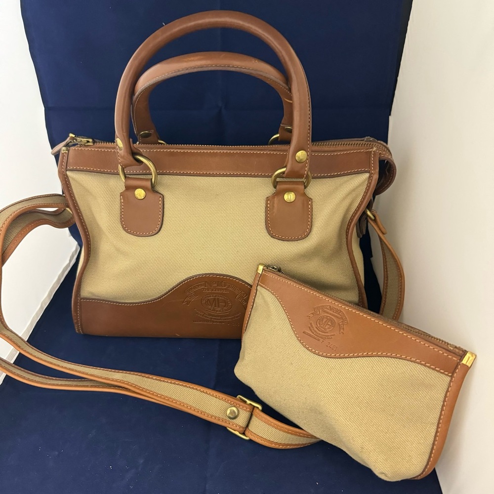 Vintage genuine Ghurka No 16 the keeper leather and canvas satchel and wallet